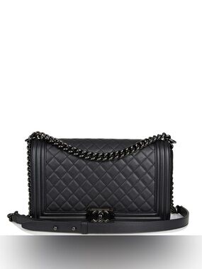 C C All Black Quilted Leather Shoulder Bag